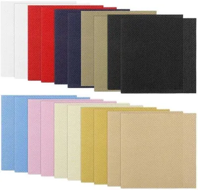 Obrázek produktu pro Sada pro výšivku křížkem, obsahující 20 kusů látky, 11CT výšivací nitě, 100% bavlna, rozměry 15x15 cm, vícebarevná, vhodná pro tvoření a ruční práce