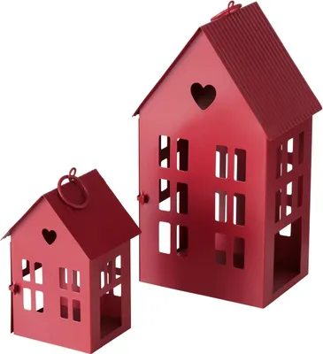 Produktbild von Laterne aus Metall in Form eines Hauses, ALAMO, 14 und 25 cm