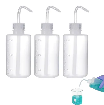 Produktbild von 3 Stück Chemikalien-Laborflaschen – 250 ml, aus Kunststoff, mit Druckverschluss