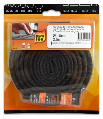 Produktbild von Pyro Feuer PYROFEU-24927-6 Schamottedichtung und Klebstoffröhre, Glasfaser, schw