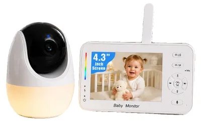 Obrázok produktu pre Detský monitor, 4,3-palcový LCD displej, HD video 1080P, obojsmerný zvuk, nočné videnie, monitorovanie teploty