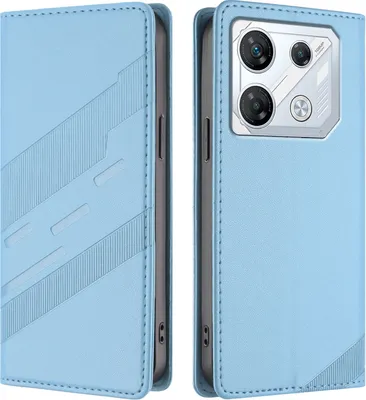 Image de Etui pour Infinix GT 10 Pro, étui portefeuille en cuirPolyuréthaneavec fente pour cartes et fonction stand Hellblau