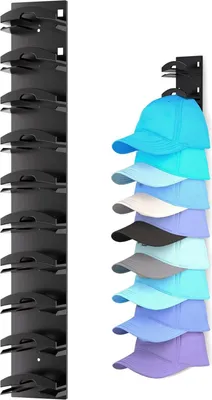 Produktbild von Schwarz Basecap Halterung Wand Wandregale, Cap Aufbewahrung Kleiderschrank Cap Halter, Cap Halterung Regals Wand, Cap Organizer Hutständer Für 10 Hüte