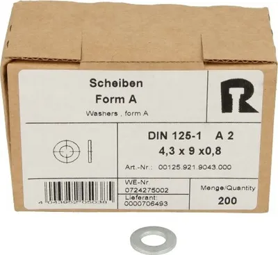 Produktbild von Reyher  Scheiben DIN 125 A 2 140 HV A 4,3 A 2 (200 Stück)