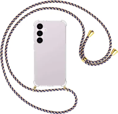 Produktbild von Handykette Backcover-Schutzhülle mit Band (Metall goldfarben) für Samsung Galaxy S24 Plus - blau+beige