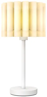 Image de Lampe de chevet, lampe de table de style rétro, lampe de bureau, abat-jour en plastique, métal, blanc | Interrupteur à bouton | E27 | 25x25x48,5 cm