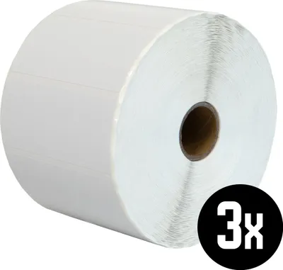Produktbild von DULA Etiketten - Kompatibel mit Zebra 80x35mm - Weiß - Permanent - 3 Rollen - 2000 Etiketten pro Rolle - Kern 25mm