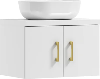 Produktbild von ADK Möbel | Wandhängender Schrank, 38,2x50x40,5 cm, weiß/gold, mit Waschbecken, MARKUS 50