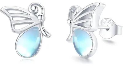 Produktbild von 925 Sterling Silber Ohrstecker mit Mondstein, hypoallergen, für Damen & Mädchen