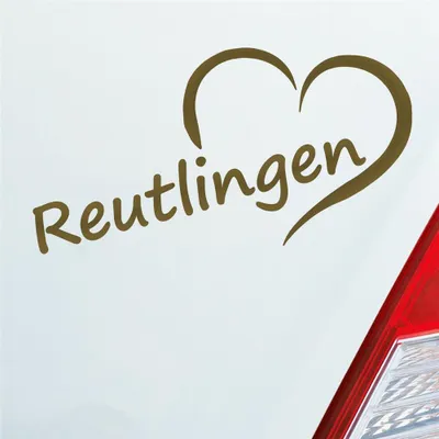 Produktbild von Auto Aufkleber Reutlingen Herz Stadt City Love Liebe 15,5x8 cm Gold Sticker Heckscheibenaufkleber