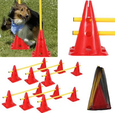 Obrázek produktu pro Hengda 6 překážek sada rychlost a agility překážky set, výškově nastavitelná překážka set tréninková sada, skákání koordinace trénink pro více sportů