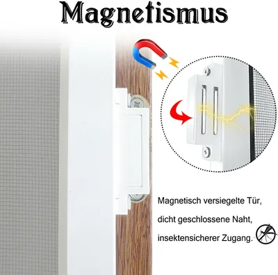Image de UISEBRT porte moustiquaire porte moustiquaire 120 X 240 cm cadre aluminium moustiquaire moustiquaire fermeture magnétique