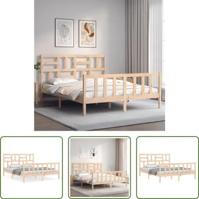 Produktbild von The Living Store Massivholzbett mit Kopfteil 160x200 cm