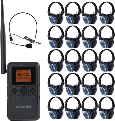 Produktbild von Retekess TA003P-TA004S Kopfhörer für Team-Fitness, Yoga, Freihändig, Hi-Fi-Audioqualität, 12H, Verstellbare Ohrmuscheln, Geeignet für Stille Disco