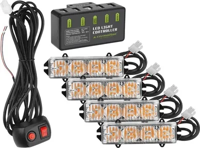 Immagine prodotto di Luci di segnalazione 12/24V 16W, set di 4 con controller e telecomando su cavo
