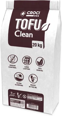 Imagen del producto de Arena para gatos Croci Tofu Clean, que forma grumos, biodegradable, 100% de origen vegetal