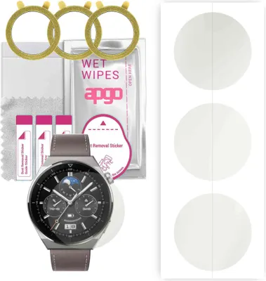 Produktbild von apgo 3 Stück Schutzfolie, Matt, kompatibel mit Huawei Watch GT 3 Pro 46mm Smartwatch, Hydrogel Displayschutzfolie mit Positionierhilfe, Displayfolie, robust und kratzfest