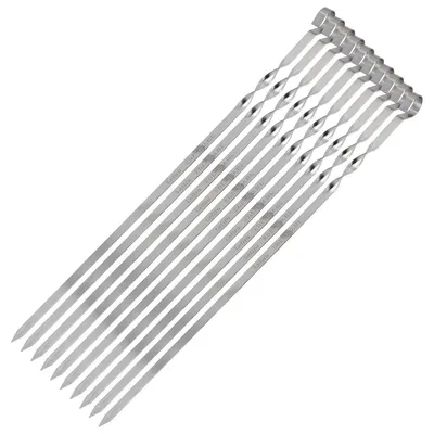 Produktbild von 10 Grill-Spieße aus Edelstahl 50 cm 1 cm Breit solide 2 mm Stärke / Dicke Fleischspieße