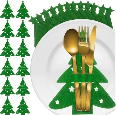 Produktbild von Ruhhy 24824 Weihnachts-Besteckhalter „Weihnachtsbaum“, grün, 12er-Set
