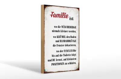 Produktbild von Holzschild Spruch 20x30cm Familie ist wo die Wäscheberge