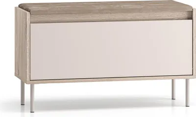 Produktbild von Flur Garderobenbank mit Sitzpolster 90 cm breit in Kaschmir mit Eiche - VITTORIA-131