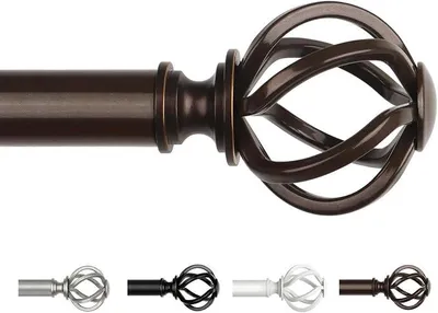 Produktbild von PolkaHome® Gardinenstange Bronze 80-365 cm Verstellbar mit Kugel-Endstücken für Vorhänge mit Ösen