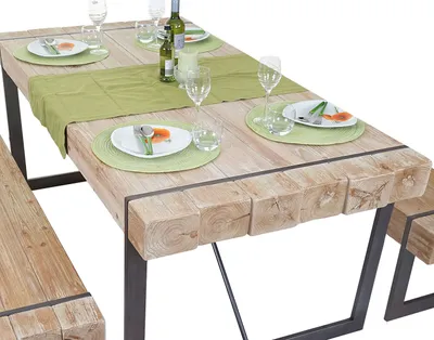 Obrázek produktu pro Jídelní stůl HWC-A15, jídelní stůl, jedlové dřevo rustikální masiv s certifikátem MVG  přírodní barva 80x160x90cm