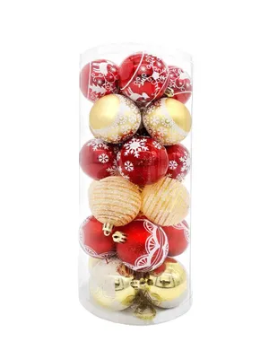 Produktbild von 24 Weihnachtskugel Ø6cm Set Weihnachten Christbaumkugel Bruchfest Baumschmuck Rot/Gold
