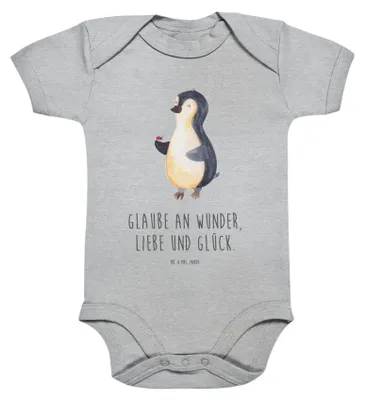 Produktbild von Mr. & Mrs. Panda Strampler Pinguin Marienkäfer 1. - 3. Monat - Heather Grey - Geschenk, Baby, Liebe, Wunder, Aufmerksam, babykleidung body, Kurzarmbody, Kleine, Einteiler