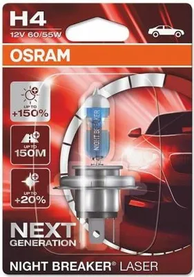 Obrázok produktu pre OSRAM Halogénový svetlomet NIGHT BREAKER LASER 64193NL-01B60 H4 12V 60/55W Blister (1 ks).