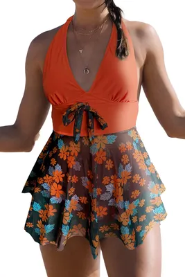 Image de Ensemble de maillot de bain une pièce à encolure en V et dos nu, avec détails en mesh