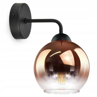 Zdjęcie produktu dla Luxolar kinkiet szklany klosz miedziany-przezroczysty E27 60W - lampa ścienna wewnętrzna do salonu, kuchni