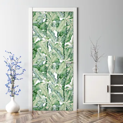 Produktbild von Dekorative Türaufkleber selbstklebend Klebefolie Türtapete Türfolie Bananenblätter 85 x 200 cm