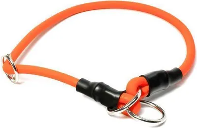 Produktbild von Mystique® Biothane Halsband rund mit Zugbegrenzung 8mm neon orange 35cm
