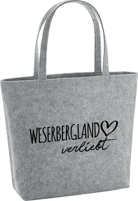 Produktbild von Huuraa Filzshopper Weserbergland verliebt 22 Liter Grey Melange Filztasche Geschenkidee