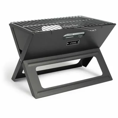 Obrázok produktu pre LIVOO Skladací gril na drevené uhlie Prenosný piknikový gril BBQ kovový čierny DOC268