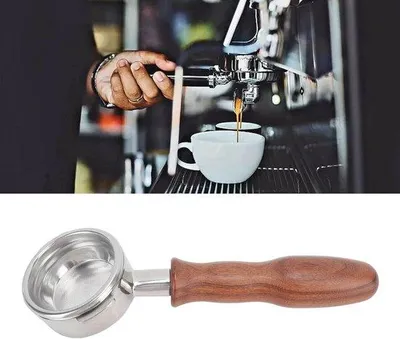 Zdjęcie produktu dla Portafilter do parzenia kawy, 58 mm, z zdejmowaną obudową z drewna i stali nierdzewnej