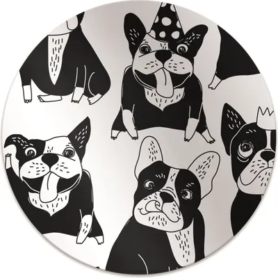 Produktbild von Rundmatte - Stuhlunterlage Bürostuhlunterlage - Rund Ø 100 cm - Bodenmatte - Fußmatte - Fröhliche Hunde