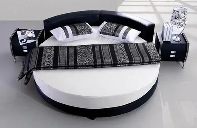 Produktbild von Rundes schwarzes Bett mit modernem Design eleganten Details und Schlafsofa