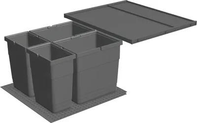 Produktbild von Ninka eins2vier Set KB 600 Abfallsammler, Mülltrennungssystem, Abfallbehälter, Recycling, saubere Trennung, Kunststoff, dunkelgrau, für Schubkasten, 2x6/2x13,5L, Seitenwand 16mm