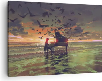 Produktbild von Bild auf Leinwand - Leinwandbild - Klaviermusik - 70x50cm - Wand Bild - Wanddeko - Wandbilder - Leinwanddruck - Bilder - Kunstdruck - Wanddekoration - Leinwand bilder - Wandkunst - AA70x50-3911