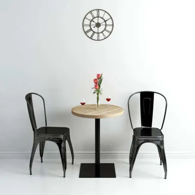 Produktbild von vidaXL Bistro stůl MDF a ocel kulatý 60 x 75 cm Dubový vzhled