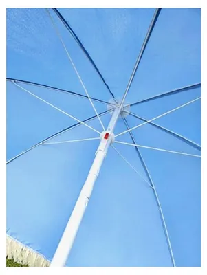 Produktbild von Sonnenschirm blau mit UV-Schutz und Fransen, knickbar, Ø 150 cm