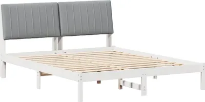 Produktbild von vidaXL Bettrahmen mit Kopfteil Weiß 160 x 200 cm Massives Kiefernholz