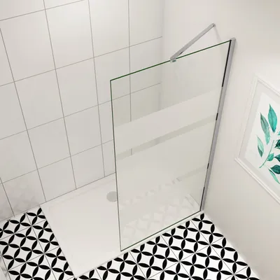 Produktbild von (880-900mm)90x190cm Walk in mit Milchstreifen Glaswand Duschabtrennung Dusche 6mm NANO Glas+ 50cm Stabilisator