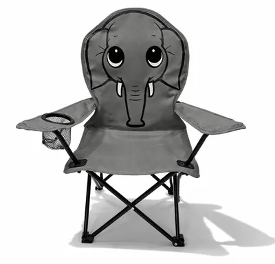 Kinder Campingstuhl Anglerstuhl Dunkelgrau Getränkehalter + Tasche Motiv Elefant
