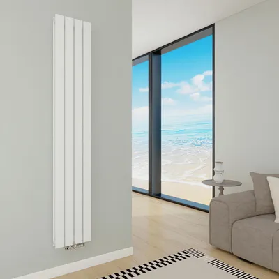 Produktbild von Design Heizkörper Flach 1800 x 298 mm Weiß Doppellagig Vertikal Paneelheizkörper Mittelanschluss Radiator Heizung für Wohnzimmer 1086W