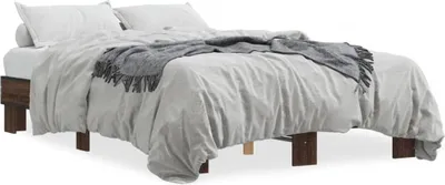 Produktbild von vidaXL Bettgestell Braun Eichen-Optik 120x200 cm Holzwerkstoff Metall