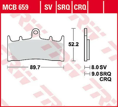 Obrázek produktu pro Sada brzdových destiček TRW MCB659SV ZX7R Ninja ZX750N VZ1600 Marauder VNT60B