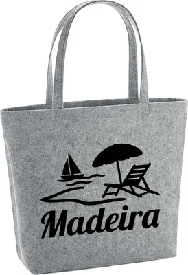 Produktbild von Huuraa Filzshopper Madeira Inselmotiv Portugal 22 Liter Grey Melange Filztasche Geschenkidee